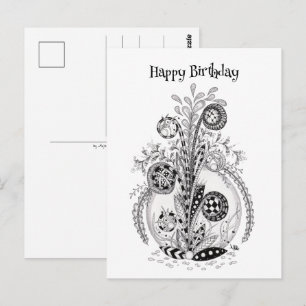 Carte Postale Plante florale au design Tangle -