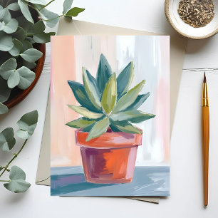 Carte Postale Plante grasse d'intérieur aquarelle botanique