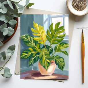 Carte Postale Plante Monstera   Aquarelle botanique verte