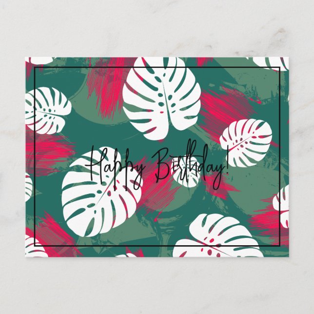 Carte Postale Plante Tropicale Joyeux Anniversaire (Devant)