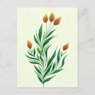 Carte Postale Plante Vert Ressort Avec Bureaux Orange