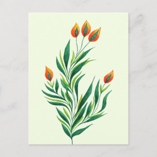 Carte Postale Plante Vert Ressort Avec Bureaux Orange