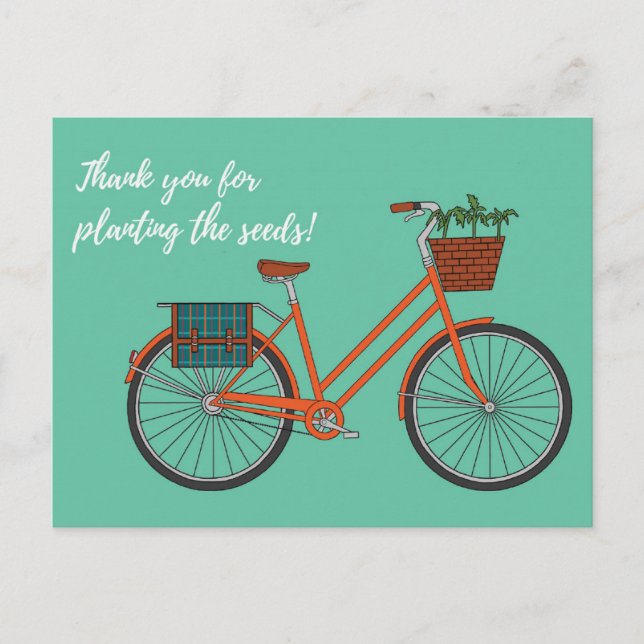Carte Postale Planter le vélo orange à graines (Devant)