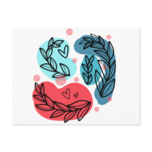 Plantes Abstraits rouges et bleus