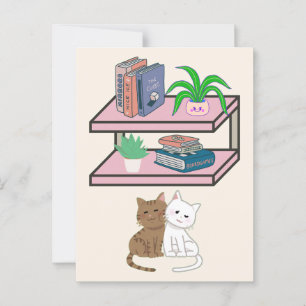 Carte Postale Plantes, Chats Et Livres - Boisson Chat esthétique