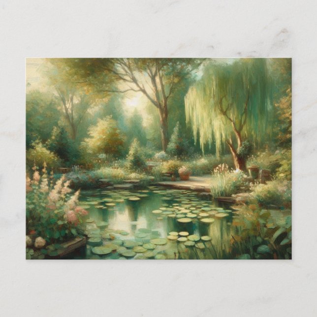 Carte Postale Plantes vintages Garden Pond Green (Devant)