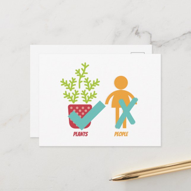 Carte Postale Plants Yes People No (Devant/Arrière en situation)