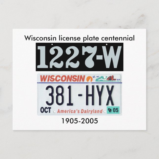 Carte Postale Plaque de licence du Wisconsin Centennial (Devant)