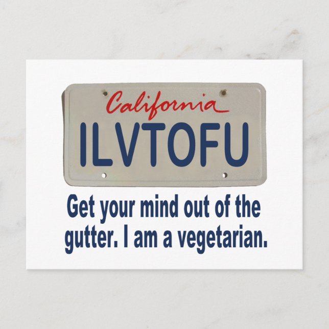 Carte Postale Plaque de licence ILVTOFU California (Devant)