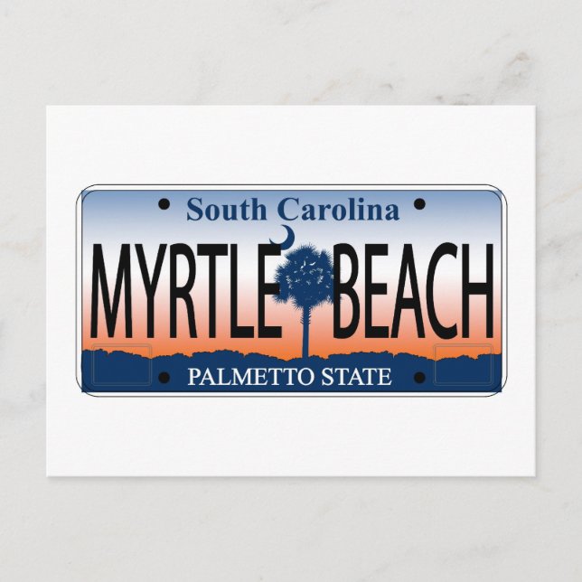 Carte Postale Plaque de licence Myrtle Beach (Devant)