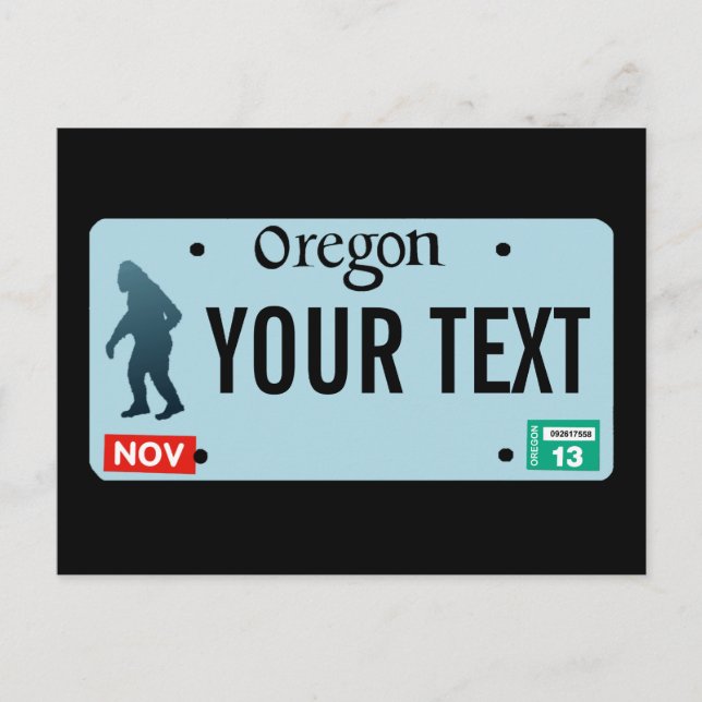 Carte Postale Plaque de licence Oregon Sasquatch (Devant)