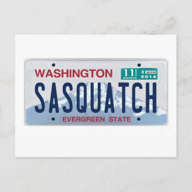 Carte Postale Plaque de licence Washington Sasquatch (Devant)