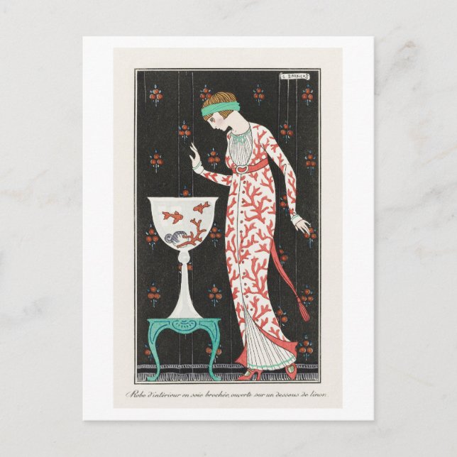 Carte Postale Plaque de mode Art déco de la soirée Gown par Barb (Devant)