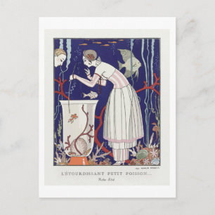 Carte Postale Plaque de mode Art déco pour robe d'été par Barbie