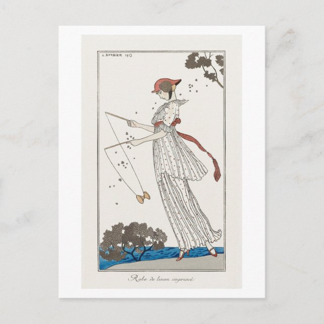 Carte Postale Plaque de mode Art déco pour robe d'été par Barbie (Devant)