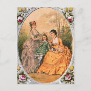 Carte Postale Plaque de mode victorienne Femmes et enfant