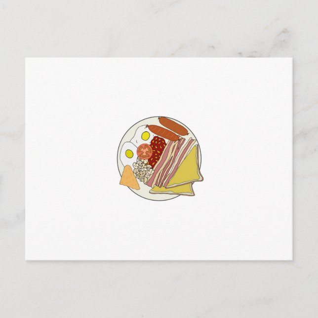 Carte Postale Plaque de petit-déjeuner anglaise frite (Devant)