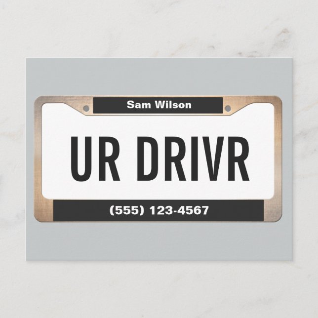 Carte Postale Plaque de service de taxi (Devant)