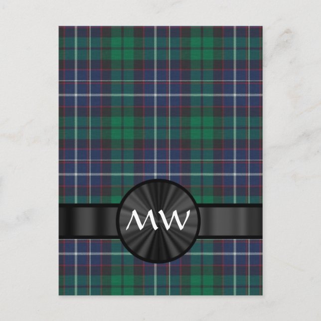 Carte Postale Plaque de tartan bleu et vert (Devant)