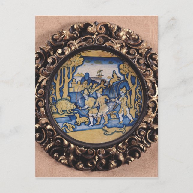 Carte Postale Plaque décorée avec scène de chasse (Devant)