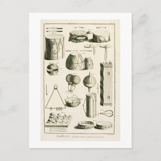 Carte Postale Plaque II : instrument de percussion ancien et mod (Devant)