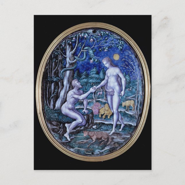 Carte Postale Plaque Limoges représentant Adam et Eve, c.1570 (Devant)