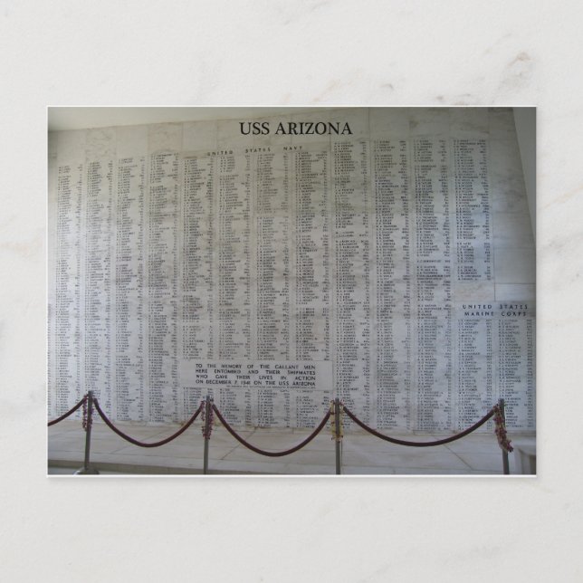 Carte Postale Plaque USS Arizona (Devant)