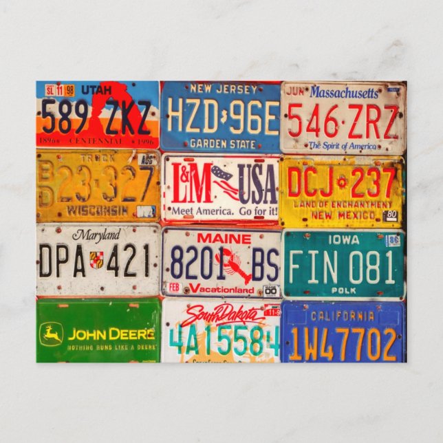 Carte Postale Plaques de licence américaines Art America (Devant)