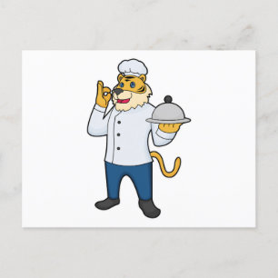 Carte Postale Plat de chapeau de chef Tiger Cook