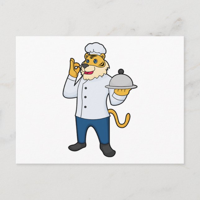 Carte Postale Plat de chapeau de chef Tiger Cook (Devant)
