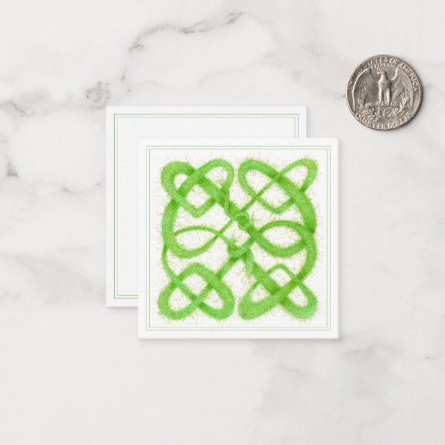 CARTE POSTALE PLATE CARRÉE 2,5" NŒUD CELTIQUE VERT (Devant/Arrière en situation)