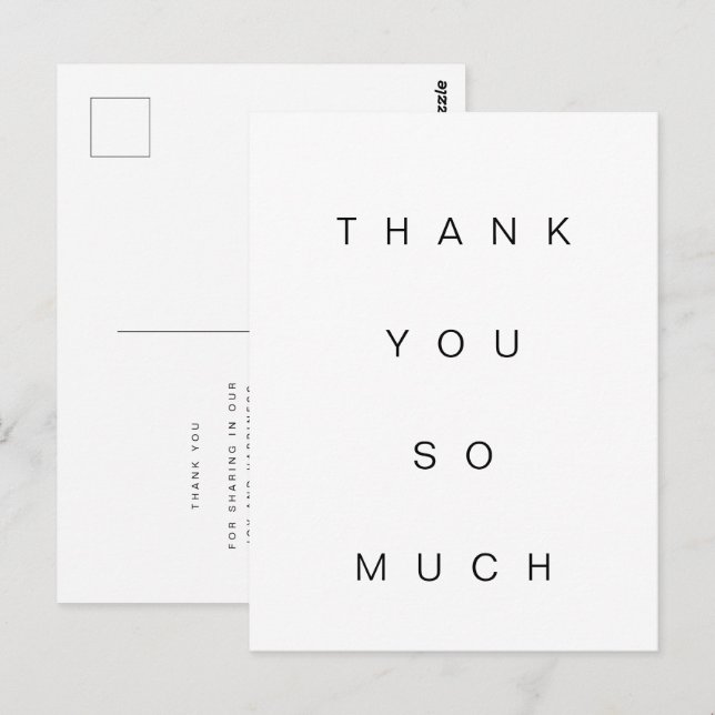 Carte postale plate simple merci beaucoup (Devant / Derrière)