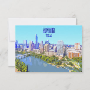 Carte postale plate vintage du centre-ville d'Aust