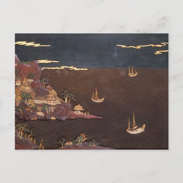 Carte Postale Plateau avec scène marine (Devant)