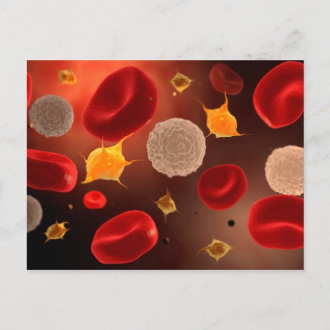 Carte Postale Platelets Avec Cellules De Sang Rouge 2 (Devant)