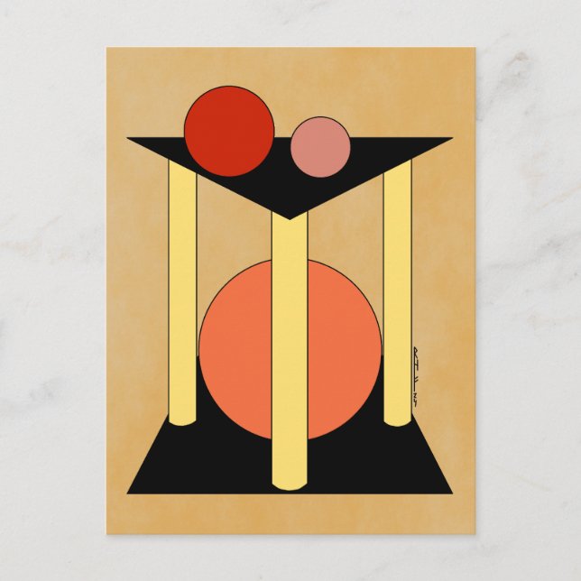 Carte Postale Plates-formes, piliers et cercles Abstraits (Devant)