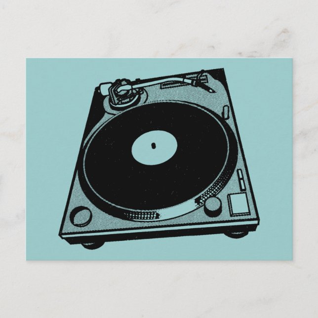 Carte Postale Platine Tourne-Disques Graphique en Noir (Devant)