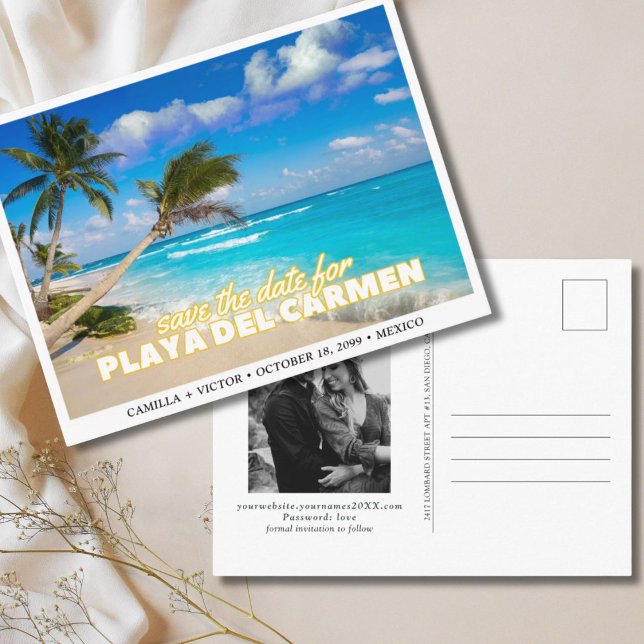 Carte Postale Playa del Carmen Mexique Mariage Enregistrer la da (Playa del Carmen Mexico Wedding Save the Date Postcard)