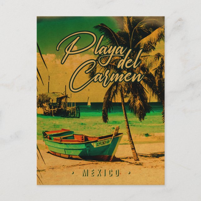 Carte Postale Playa del Carmen Mexique Vintage voyage Palm Beach (Devant)