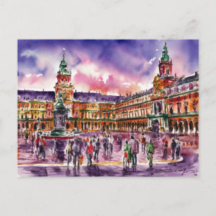Carte Postale Plaza Mayor, Madrid Aquarelle Peinture