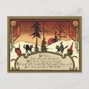 Carte Postale Pleine lune de Citrouille sorcier Devil Jack O'Lan