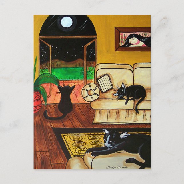 Carte Postale Pleine lune de la Maison des Chats (Devant)