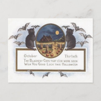 Carte Postale Pleine lune de meule de foin de citrouille de
