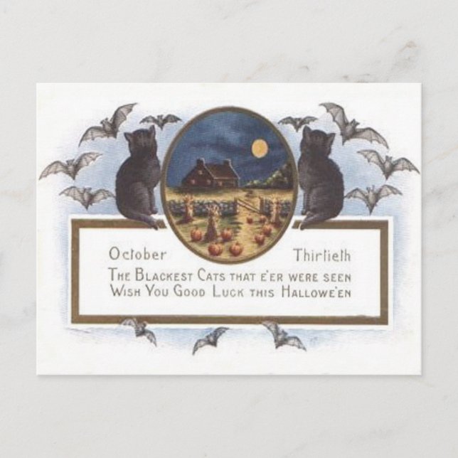 Carte Postale Pleine lune de meule de foin de citrouille de (Devant)