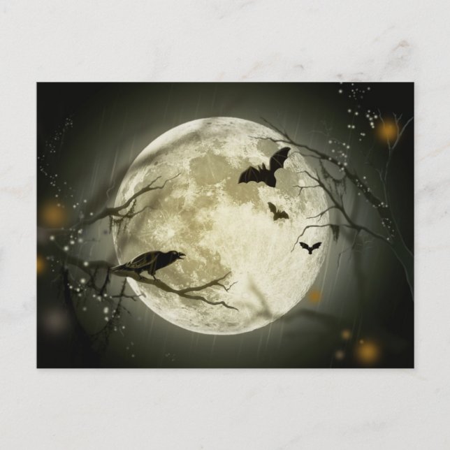 Carte Postale Pleine lune d'Halloween (Devant)