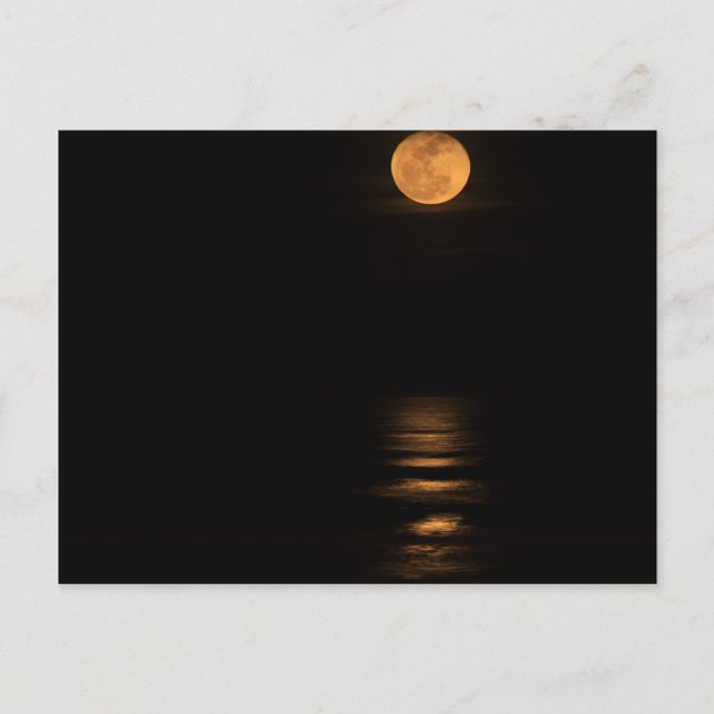 Carte Postale pleine lune dorée sur l'océan (Devant)
