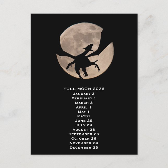 Carte Postale Pleine Lune du Dragon Phases 2026 (Devant)