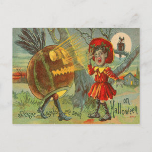 Carte Postale Pleine lune effrayée de la chouette Jack O'Lantern