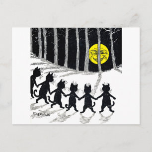 Carte Postale Pleine lune et chats, Louis Wain