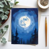 Pleine Lune | Peinture Aquarelle de la Forêt sous 